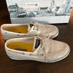Sperry white sequins